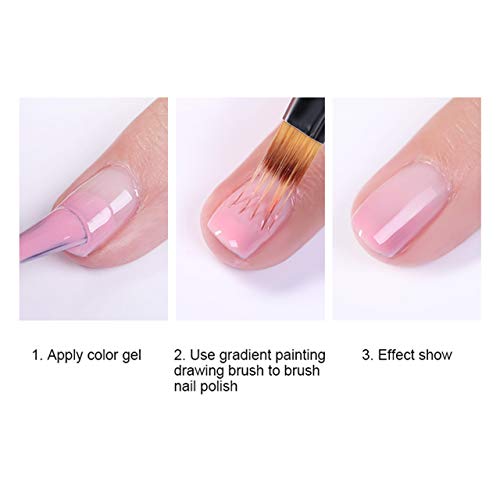 LWBTOSEE 2pc Nail Ombre Brush Nail Art Painting Pen Brush UV Gel Polish Gradient Color Rhinestone Crystal Acrylic Nail Drawing Pen (D)