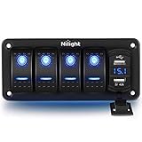 Nilight 4 Gang Rocker Switch Panel with 4.8 Amp