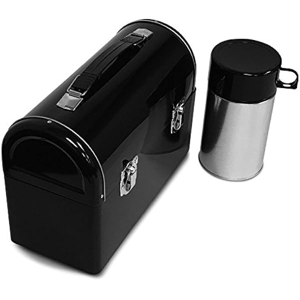 metal lunch box with thermos