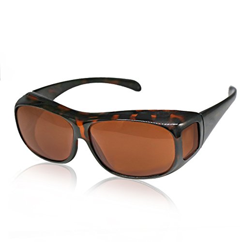 Solar Shield Fits over Glass Sunglasses for Driving Flying Boating Fishing and Snowing by Yonovo,Leopard