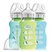 Dr. Brown's Options+ Wide-Neck Glass Baby Bottles in Silicone Sleeve, Mint/Green/Blue, 9 Ounce, 3 Count