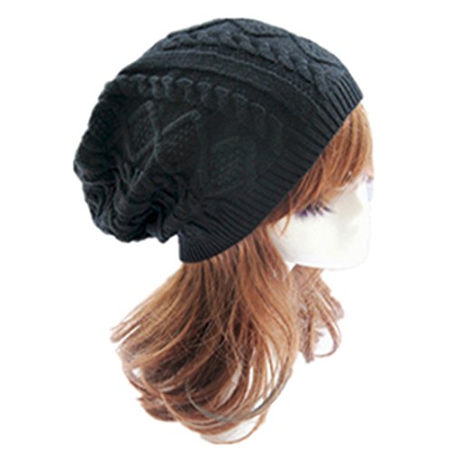 Clearance! E-Papaya New Unisex Thick Warm knit Oversized Beanie Hat Skull Cap (Black)