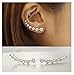 7 Crystals Ear Cuffs Hoop Climber S925 Sterling Silver Earrings Hypoallergenic Earring