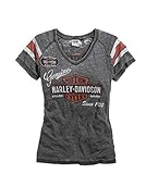 Harley-Davidson Women's Genuine Oil Can Burnout Tee, Grey