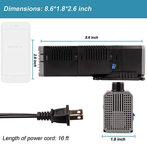 YCTECH 160 GPH Ultra-Quiet Submersible Pump with Fountain Kit for Pond, Statuary, Garden