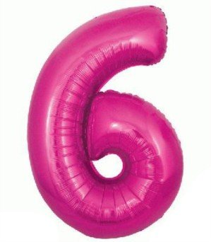 Oaktree UK 603264 Giant Number Balloon 6, Pink, 30”