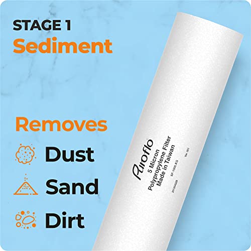 Puroflo ERO 5 pc Reverse Osmosis Filters 1 Year Set, 5 Stage Reverse Osmosis Water Filter, Under