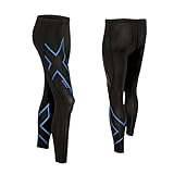 2XU Mens Ice Compression Tights, black/Cool Blue, Large