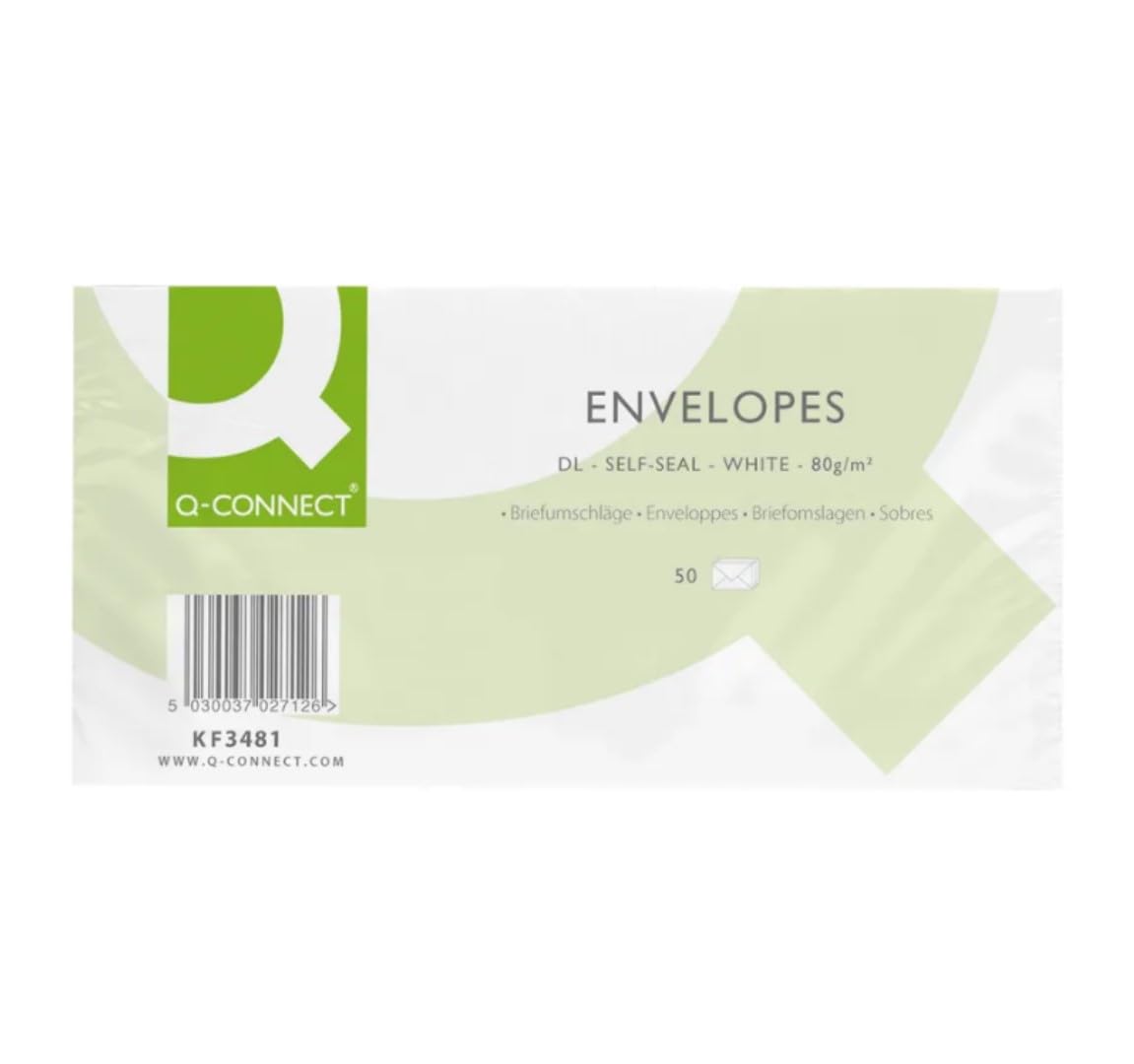 Q-Connect DL Envelopes Plain Wallet Self Seal 80gsm White (Pack of 1000)