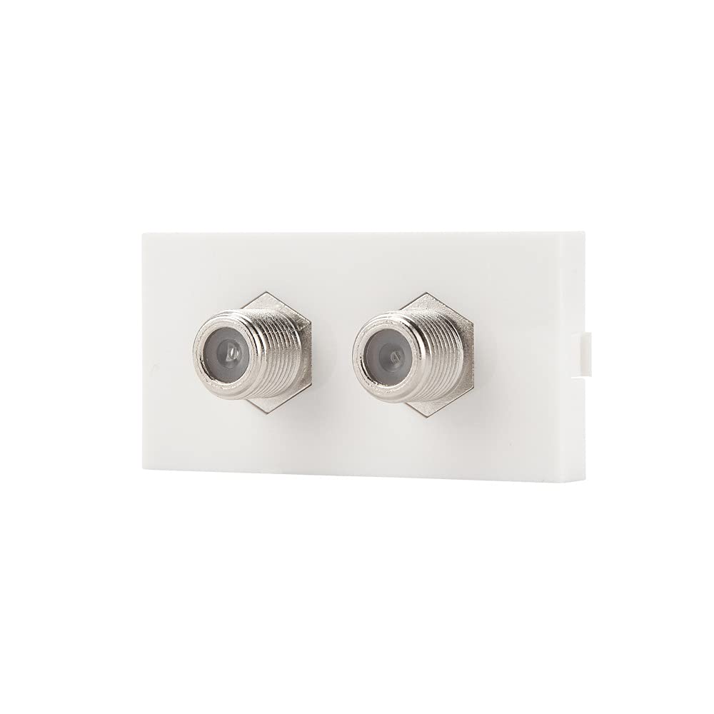 Computer Spares Silver Twin F Type (Satellite) Module – Suitable for Connecting Satellite Coaxial Cables – 25mm x 50mm Size