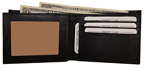 Improving Lifestyles Leather Bifold Wallet with Inside and Outside Window ID Black SUN1302BK