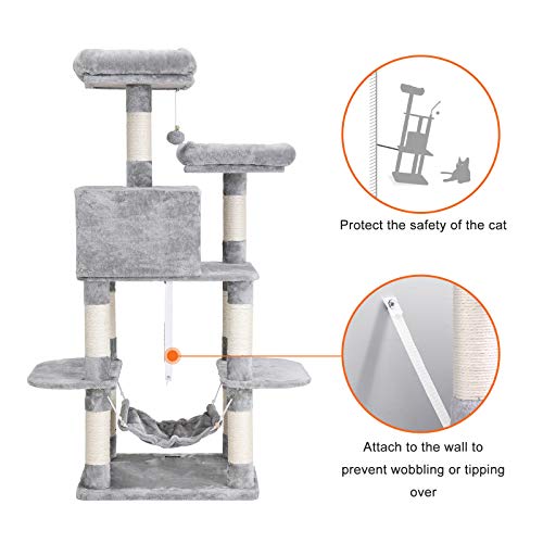 Feandrea Cat Tree, 59.1Inch Cat Tower for Large Cats, Indoor Cats