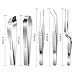 SelfTek 5Pack Fish Bone Tweezers Set Stainless Steel Cooking Tweezers Precision Tongs Serrated Tips, Flat and Slant Fish Bone Pliers for Cooking Sea Food Styling Utensils Medical Beauty