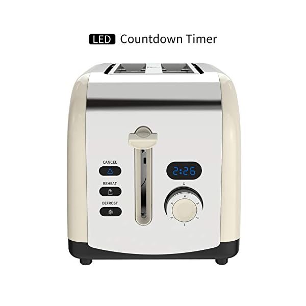 2-Slice-Toaster-Morpilot-Toaster-with-2-Wide-Stainless-Steel-Slot-and-LED-Display Toaster 2 Slice, Morpilot Stainless Steel Retro Toaster with Timer, Wide Slot, Defrost/Reheat/Cancel Fuction, Removable…