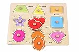 Zerowin Wooden Toys Shapes Shape-Sorting Puzzle with Wooden Knobs Educational Toy
