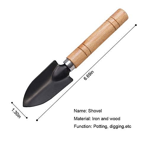 Huture Mini 3pcs Durable Spade Shovel Rake for Plant Potted Flowers Seedlings Loose Soil Erramientas Bonsai Wooden Handle Perfect Size for Little Hands Light Use Indoor Outdoor Gardening Care Gifts - Thumbnail 3
