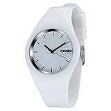 CakCity Women Sport Casual Watches Analog Quartz Water Resistant Fashion Wrist Watch,Simple Watch with White Silicone Band