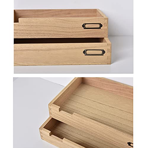 Kirigen Wood Desk Organizer Stackable Paper Tray Set of 2 for Office
