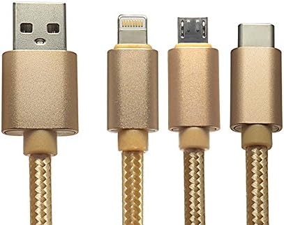 Fasthorse USB Cable, 3 in 1 Multifunctional Universal USB Charger Cable for iPhone,Android,Nexus 5X 6P (Gold)