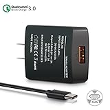 Rapid 2.4A Quick Charge 3.0 Home Travel Wall Chargerâ€‚with 3.3FT Micro-USB Cable ,18W Adaptive Fast Travel Charger QC Pack for Samsung,Note,LG,HTC,Nexus,Oneplus,iPhone,iPad,Meizu and more (Black)