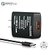 Rapid 2.4A Quick Charge 3.0 Home Travel Wall Charger with 3.3FT Micro-USB Cable ,18W Adaptive Fast Travel Charger QC Pack for Samsung,Note,LG,HTC,Nexus,Oneplus,iPhone,iPad,Meizu and more (Black)