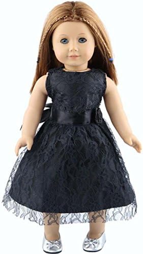 Lace Dress For 18 Inch American Girl ,AmaMary88 Lace Doll Clothes Dress with Ribbon For 18'' American Girl Generation Doll (black)