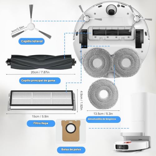 Accessories for Dreame L10s Ultra/L10 Ultra/L10 Prime/Gen 2/Xiaomi X20+/X10+,4 Dust Bags 4 Scrubbing Pads 1 Main Brush 4 Filters 4 Side Brushes