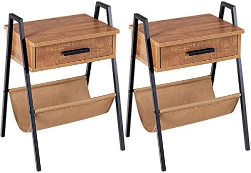 Amazon Com Giantex Metal End Table W Magazine Rack Two Handles