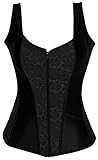 Camellias Women's Burlesque Satin Jacquard Shoulder Strap Tank Overbust Corset