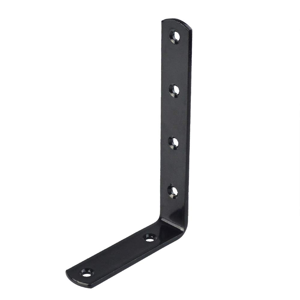 8pcs Shelf Brackets, SUMERSHA Iron L-Shaped Angle Bracket Joint Corner Brace Heavy Duty Shelf Bracket Black Corner Brackets for Wall Hanging with Screws 5\
