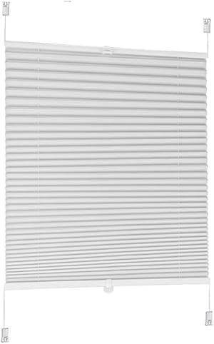 Sekey Plissee ohne Bohren, Vliesstoff Fenster Plissee Klemmfix Jalousie 50 cm breit, Verspannt Lichtdurchlässig Sonnenschutz Fensterollo, 50 x 100 cm, Weiß Vliesstoff