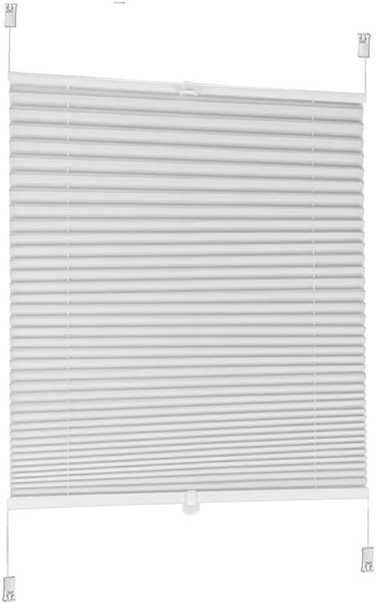Sekey Plissee ohne Bohren, Vliesstoff Fenster Plissee Klemmfix Jalousie 50 cm breit, Verspannt Lichtdurchlässig Sonnenschutz Fensterollo, 50 x 100 cm, Weiß Vliesstoff