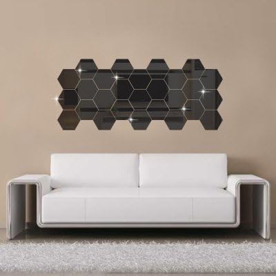HASTHIP® Hastip Hexagon 3D Art DIY Mirror Wall Stickers for Home Wall Decal