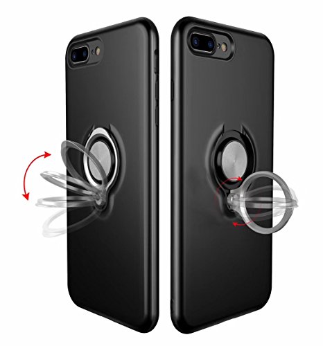 Cover for iPhone 6 Plus Case, 2 in 1 360 Degree Ring Stand Dual Layer TPU Silicone Rubber Bumper Shockproof Support Magnetic Car Mount Holder Thin Case for Apple iPhone 6s Plus (4, iPhone 6 Plus)