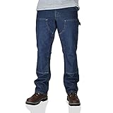 Carhartt Men's Relaxed Fit Double Front Washed Logger, Dark Vintage Blue, 34Wx32L