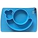 Silicone Children Placemat+3 Compartments Plate for Kids Babies Child Toddlers Food+Meal+Dining Table+Feeding+Prep NonSlip Mat Portable Travel Snail+FDA Approved+Microwave Safe Suction(Blue)Kidwand