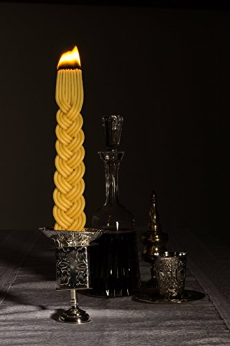 image for Braided Beeswax Havdalah Candle - Hand Dipped Bees Wax with Extra Thic