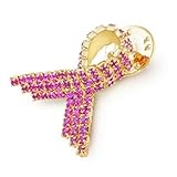 Bling Jewelry Gold Plated Rhinestone Breast Cancer Pink Ribbon Lapel Pin