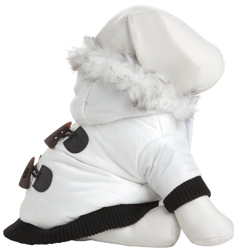 PET LIFE Fashion Designer Aspen Winter-White Parka Pet Dog Coat Jacket w/ 3M Insulation Technology, Medium, Winter White