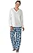 PajamaGram Women's Blue Snowflake Fleece Pajamas w/ Long-Sleeved Top