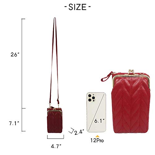 OSTKAKA Small Crossbody Phone Bag，Mobile Phone Bags Cellphone Purse for Women，Wristlet Wallet with Cell Phone Holder (Red)