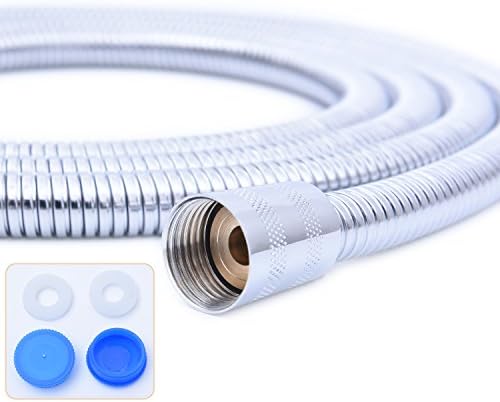 Shower Hose, CrystalMX 98.4 Inches (8.2 ft) Extra Long Handheld Extension Shower Hose Flexible Stainless Steel Tubing with Brass Fittings for Replacement Showerhead, Chorme