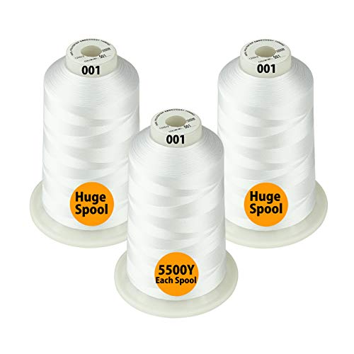 Simthread All Purpose Polyester Embroidery Machine Thread Huge Spool 5000M 5500Y for Sewing Embroidery Machines - 3 White โ image 1