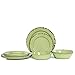 12pcs Melamine Dinnerware set for 4, Outdoor Use Dinner Dishes Set for Camper, Break-resistant, Green Beans Color …
