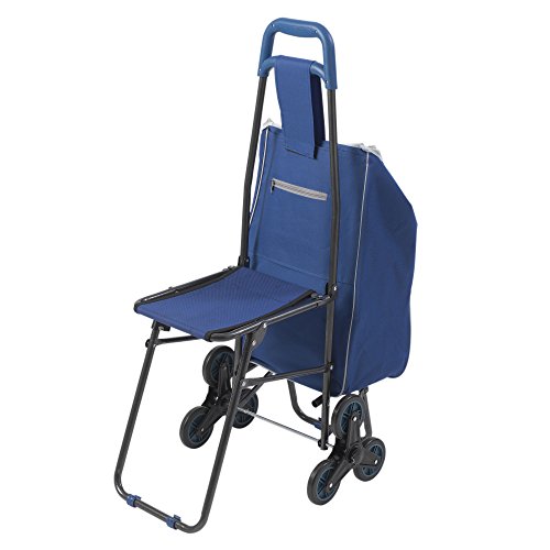 Drive Medical Deluxe Rolling Shopping Cart with Seat, Blue