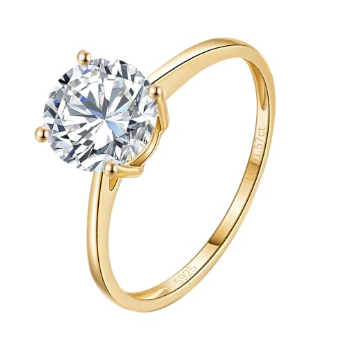 CRITI RORA 1.5 Carat Lab Grown Diamond Engagement Rings for Women,Size R
