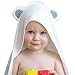 Hooded Baby Towel by Humble Bee Baby | Extra Soft, Hypoallergenic and Highly Absorbent Natural Bamboo Baby Towel (White) | Large 30 x 30 | Sized for Infants and Toddlers | Gray Bear Ears
