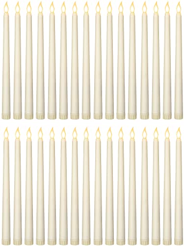 Treela Battery Operated LED Taper Candles,Basic,11 Inch,Ivory | 24 Pack Flameless Fake