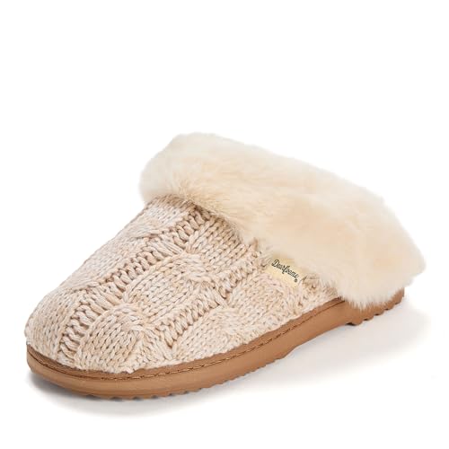 Dearfoams Women's Nicki Knit Scuff - Cable Knit, Oatmeal, S