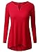 TWINTH Womens Long Sleeve Notch-Neck Comfortable Basic Top Shirts